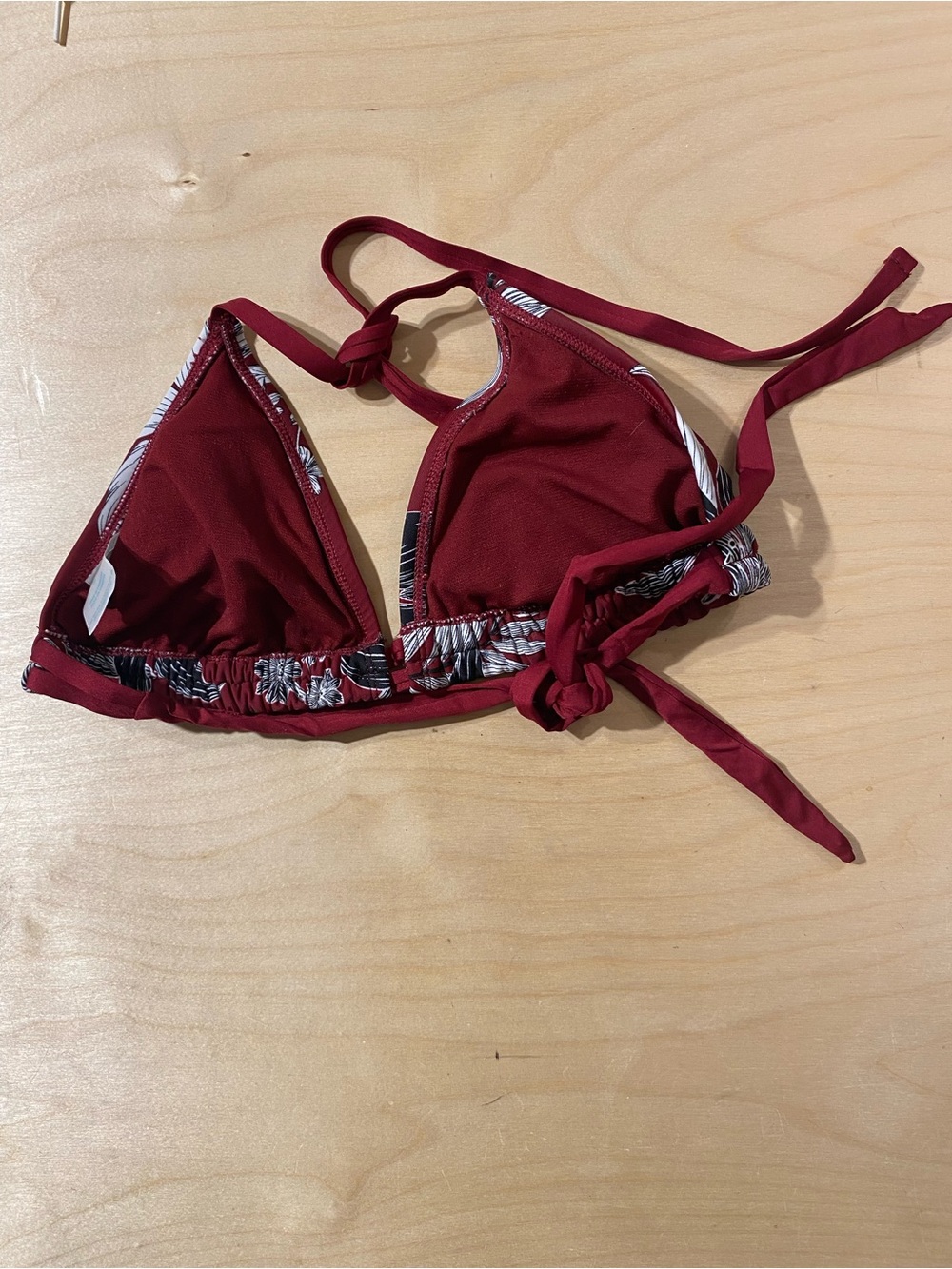 Kona Sol Burgundy Floral Bikini Top Medium (RG) - Picture 6 of 6